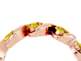 Rose gold Round Yellow Sapphire Wave Band with Channel Setting and Shared Prongs_10