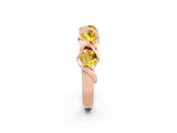 Rose gold Round Yellow Sapphire Wave Band with Channel Setting and Shared Prongs_8