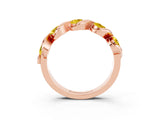 Rose gold Round Yellow Sapphire Wave Band with Channel Setting and Shared Prongs_9