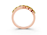 Rose gold Round Yellow Sapphire Wave Band with Channel and Shared Prong Setting_21