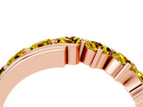 Rose gold Round Yellow Sapphire Wave Band with Channel and Shared Prong Setting_22