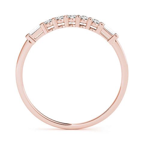Rose gold Round and Baguette Diamond Prong Set Half-Eternity Band 1