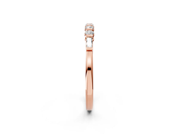 Rose gold Round and Baguette Diamond Prong Set Half-Eternity Band