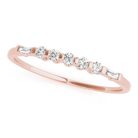 Rose gold Round and Baguette Diamond Prong Set Half-Eternity Band