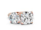 Rose gold Round and Cushion Toi Moi Ring with Prong Setting and Micro Pave Band_17