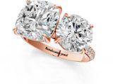 Rose gold Round and Cushion Toi Moi Ring with Prong Setting and Micro Pave Band_18