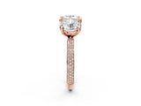 Rose gold Round and Cushion Toi Moi Ring with Prong Setting and Micro Pave Band_19