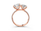 Rose gold Round and Cushion Toi Moi Ring with Prong Setting and Micro Pave Band_20