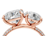 Rose gold Round and Cushion Toi Moi Ring with Prong Setting and Micro Pave Band_21
