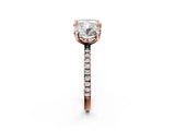 Rose gold Round and Cushion Toi Moi Ring with Prong Setting and Pave Band 2