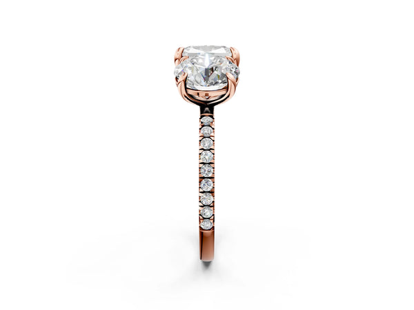 Rose gold Round and Cushion Toi Moi Ring with Prong Setting and Pave Band