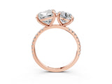 Rose gold Round and Cushion Toi Moi Ring with Prong Setting and Pave Band 3