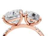 Rose gold Round and Cushion Toi Moi Ring with Prong Setting and Pave Band 4