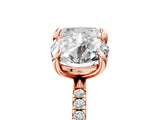 Rose gold Round and Cushion Toi Moi Ring with Prong Setting and Pave Band 5