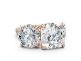 Rose gold Round and Cushion Toi Moi Ring with Prong Setting and Pave Band