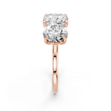 Rose gold Round and Cushion Toi Moi Ring with Prong Setting and Plain Band 2