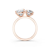 Rose gold Round and Cushion Toi Moi Ring with Prong Setting and Plain Band 3