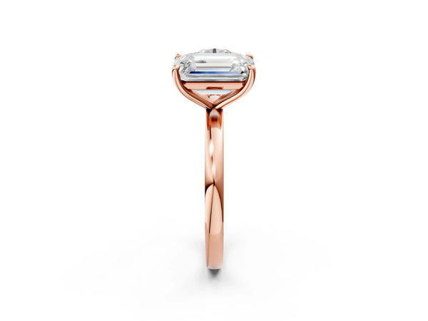 Rose gold Round and Emerald Cut Toi Moi Ring with Prong Setting