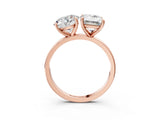 Rose gold Round and Emerald Cut Toi Moi Ring with Prong Setting_86
