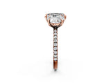 Rose gold Round and Emerald Toi Moi Ring with Prong Setting and Micro Pave Band 2