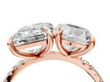 Rose gold Round and Emerald Toi Moi Ring with Prong Setting and Micro Pave Band 4