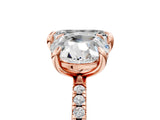 Rose gold Round and Emerald Toi Moi Ring with Prong Setting and Micro Pave Band 5
