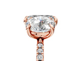Rose gold Round and Emerald Toi Moi Ring with Prong Setting and Pave Band 5