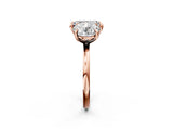 Rose gold Round and Emerald Toi Moi Ring with Prong Setting and Plain Band 2