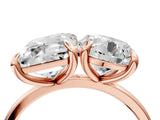 Rose gold Round and Emerald Toi Moi Ring with Prong Setting and Plain Band 4