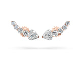 Rose gold Round and Heart Diamond Petite Ear Climber Earrings