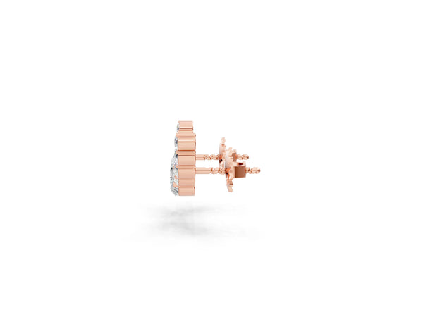 Rose gold Round and Heart Diamond Petite Ear Climber Earrings