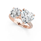Rose gold Round and Heart Toi Moi Ring with Prong Setting and Micro Pave Band 1