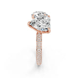 Rose gold Round and Heart Toi Moi Ring with Prong Setting and Micro Pave Band 2