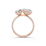 Rose gold Round and Heart Toi Moi Ring with Prong Setting and Micro Pave Band 3