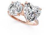 Rose gold Round and Heart Toi Moi Ring with Prong Setting and Pave Band 2