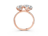 Rose gold Round and Heart Toi Moi Ring with Prong Setting and Pave Band 4