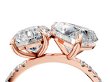 Rose gold Round and Heart Toi Moi Ring with Prong Setting and Pave Band 5
