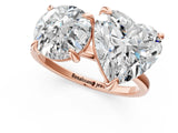 Rose gold Round and Heart Toi Moi Ring with Prong Setting and Plain Band 1
