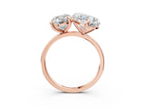 Rose gold Round and Heart Toi Moi Ring with Prong Setting and Plain Band 3