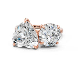 Rose gold Round and Heart Toi Moi Ring with Prong Setting and Plain Band