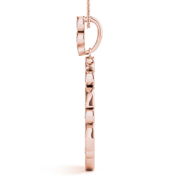 Rose gold Round and Marquise Cut Diamond Milgrain Halo Pendant 2