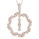 Rose gold Round and Marquise Cut Diamond Milgrain Halo Pendant