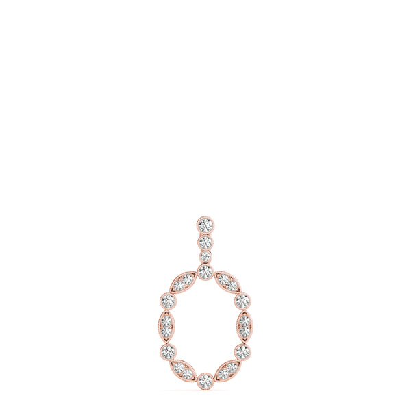 Rose gold Round and Marquise Diamond Bezel Set Pendant