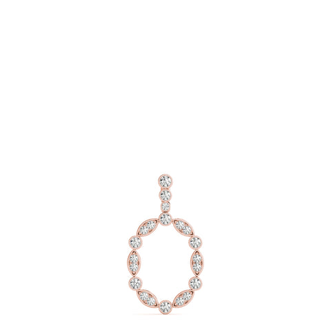 Rose gold Round and Marquise Diamond Bezel Set Pendant 1
