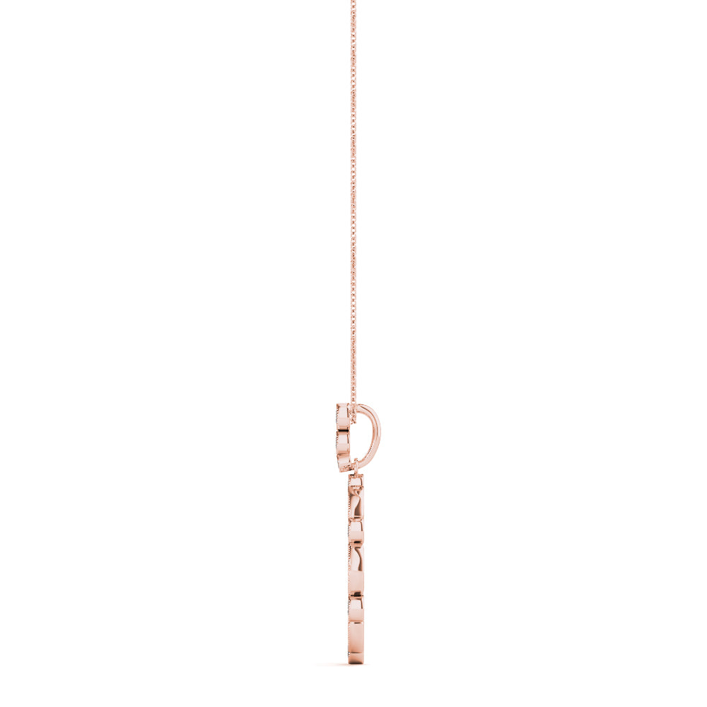 Rose gold Round and Marquise Diamond Bezel Set Pendant 2
