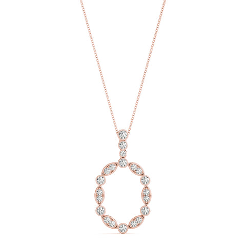 Rose gold Round and Marquise Diamond Bezel Set Pendant