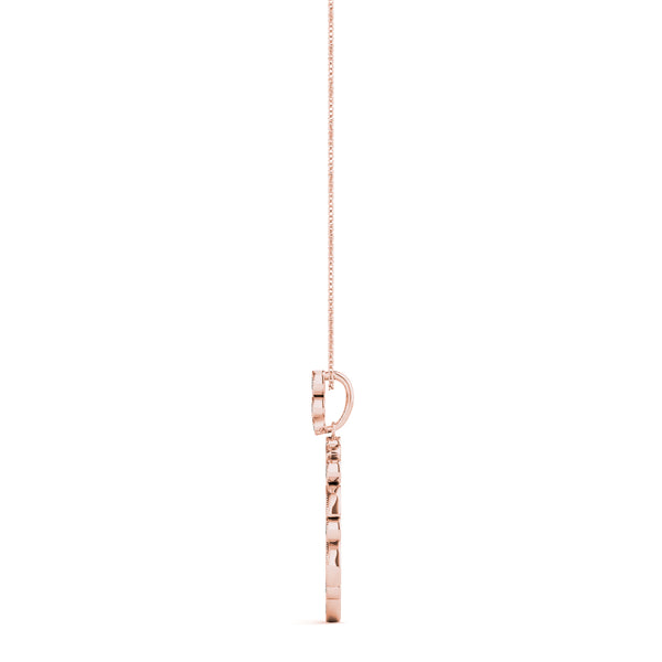 Rose gold Round and Marquise Diamond Circle Pendant with Bezel and Prong Setting