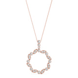Rose gold Round and Marquise Diamond Circle Pendant with Bezel and Prong Setting