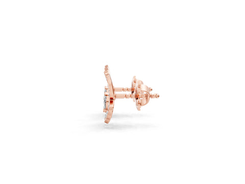 Rose gold Round and Marquise Diamond Flutter Butterfly Stud Earrings_5