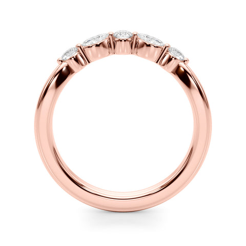 Rose gold Round and Marquise Diamond Half Eternity Band with Prong Setting 1